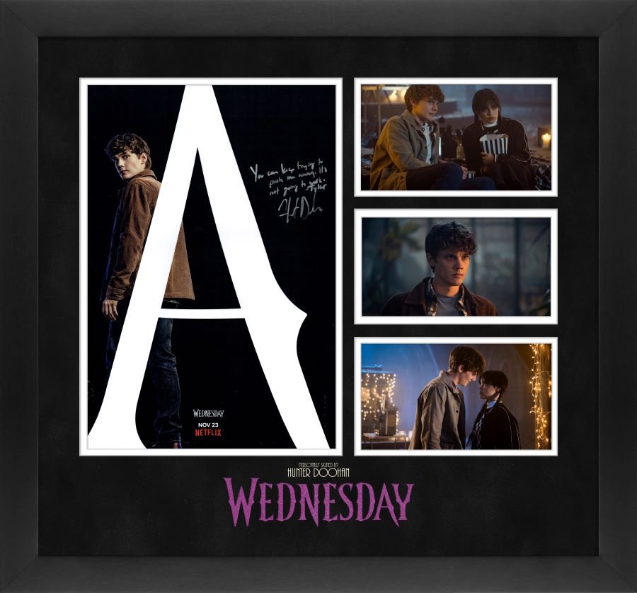 Wednesday Framed Display Signed by Hunter Doohan - Memorabilia Framers Shop